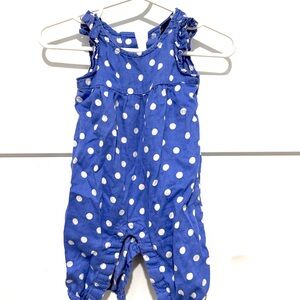 Baby GAP - Baby Blue Romper with White Polka Dots